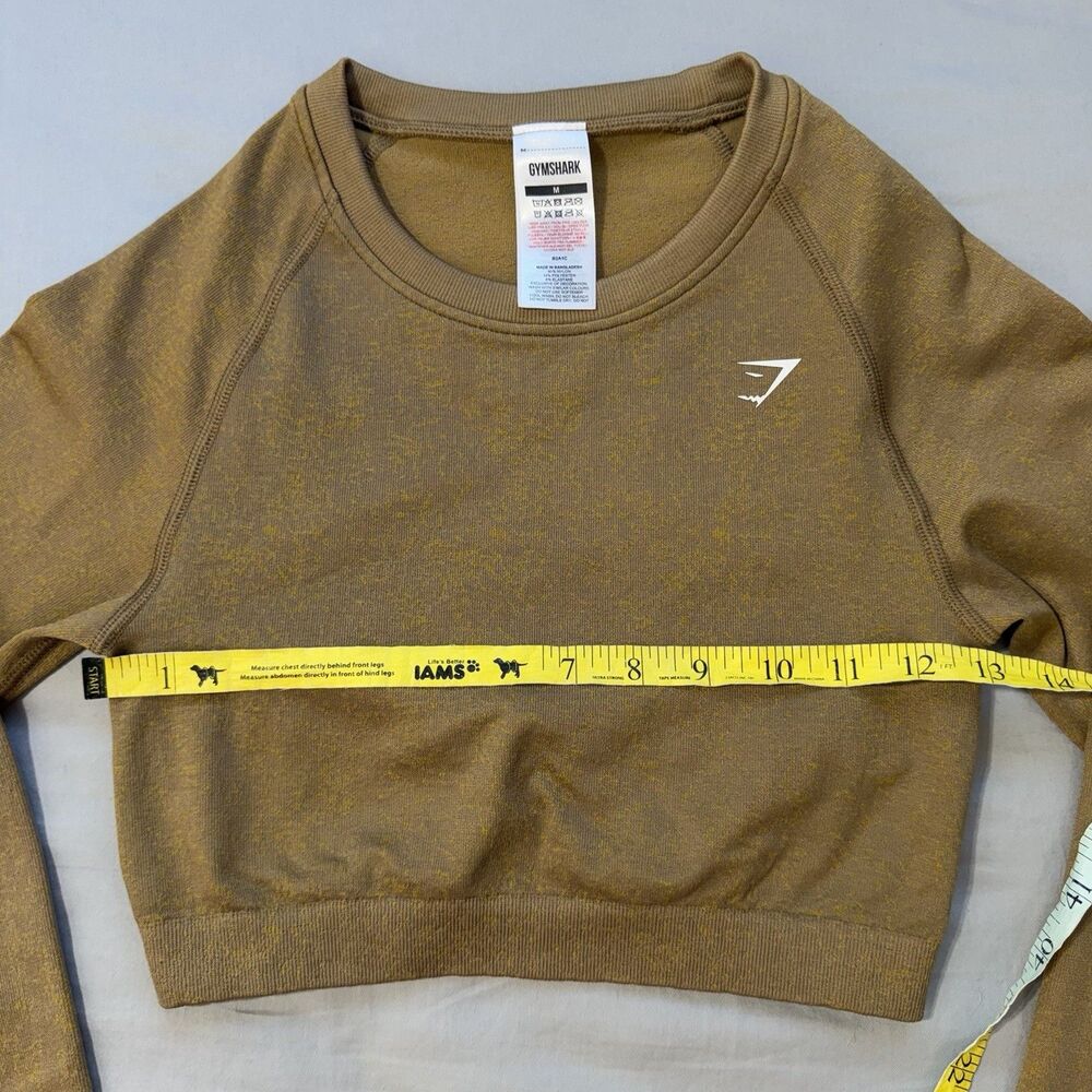 Gymshark Adapt Fleck Seamless Long Sleeve Crop Top MEDIUM Mineral Light Brown - Picture 6 of 10